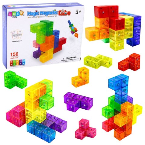Klocki magnetyczne Układanka Magic Cube 156 Kart Z Wyzwaniami 9 el. Lean (19710)