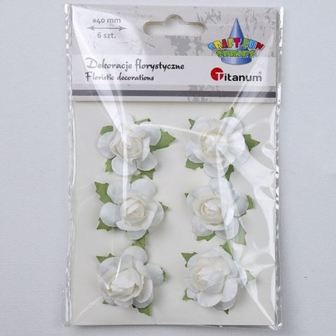 Ozdoba papierowa Craft-Fun Series róże na druciku Titanum (25YX0902-12- white)