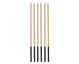Świeczka urodzinowa metaliczne, róż/złoty, 3x3x170mm, 6szt Godan (7C-SMRZ)