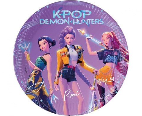 Talerz jednorazowy K-POP DEMON HUNTERS papier śr. 230mm 8 szt Godan (98638)