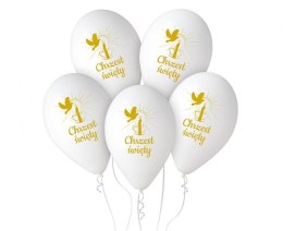 Balon gumowy Chrzest Św. (świeca) biała Godan (GS120/CHS)