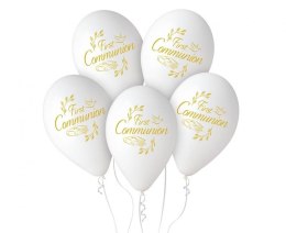 Balon gumowy first communion, 5szt. biały 13cal Godan (GS120/FC)