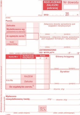 Druk offsetowy Michalczyk i Prokop Rozliczenie zaliczki A6 40k. (409-5)