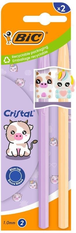 Długopis Cristal Pastel Figurine Purple wkład niebieski 1,0mm Bic (526273)
