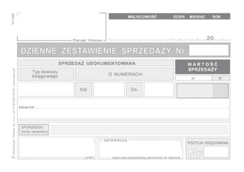 Druk offsetowy A6 dzienne zestawienie sprzedaży 50k. Michalczyk i Prokop (K-14)