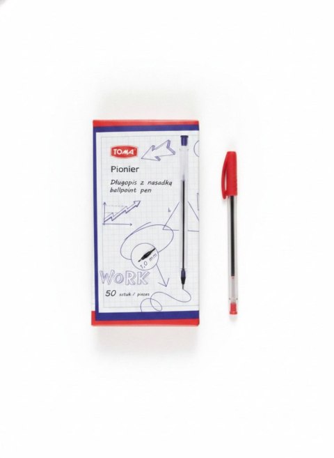 Długopis standardowy z nasadką wkład czerwony 1,0mm Toma (TO - 023 2 2)