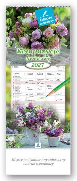 Kalendarz ścienny notatnikowy 2027 kompozycje kwiatowe 220mm x 470mm Lucrum (WN02)