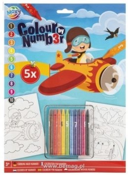 Kolorowanka MALOWANIE KOLOROWANIE PO NUMERACH SAMOLOT ZESTAW Z KREDKAMI MOXY Antella (8715427138800)