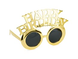 Okulary Happy Birthday, 18.5x7.5 cm, złoty Partydeco (okr34-019)