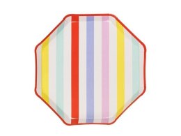 Talerz jednorazowy papierowy, paski, 6szt papier śr. 245mm 6 szt Partydeco (TPP119)