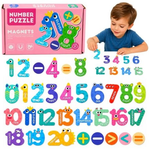 Puzzle Magnetyczne Działania i Liczby Działania Magnesy Edukacyjne 26 el. Lean (32021)