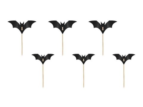 Ozdoba halloweenowa Dekoracje do muffinek Nietoperze, czarny, 3.6-4.7cm Partydeco (KPM37)