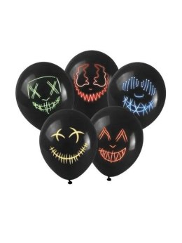 Balon gumowy Z NADRUKIEM EFEKT MASKI LED 5SZT czarny 280mm Arpex (KB0009)