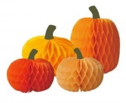 Ozdoba halloweenowa Zestaw rozet papierowych Dynie, mix, 4 szt. Godan (PF-LPDA)