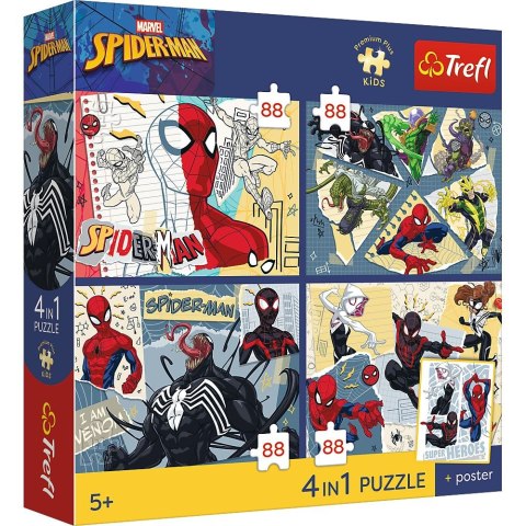Puzzle Spiderman Sieć zabawy 4x88 el. Trefl (34705)