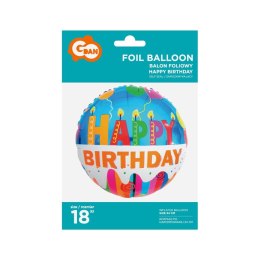 Balon foliowy Godan happy birthday świeczki 18 cali 18cal (FG-O34HBS)