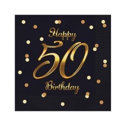 Serwetki Godan Happy 50 Birthday, nadruk złoty czarny papier [mm:] 330x330 (PG-S50C)