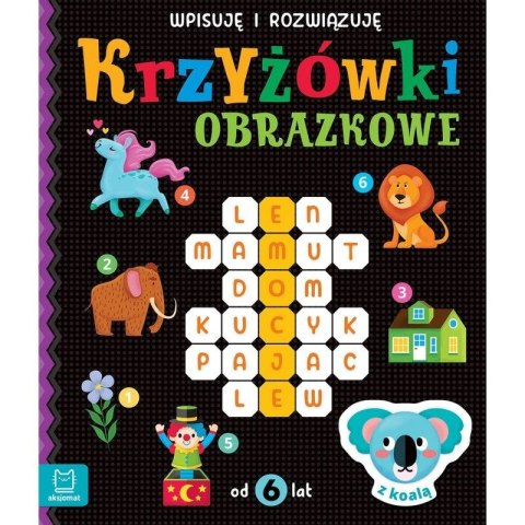 Książeczka edukacyjna Aksjomat Krzyżówki obrazkowe z koalą. Od 6 lat. Wpisuję i rozwiązuję