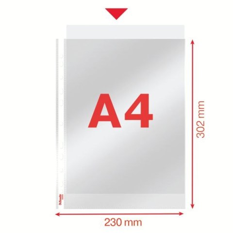 Koszulki na dokumenty krystaliczne A4 kolor: przezroczysty typu U 55 mic. Esselte (56066)