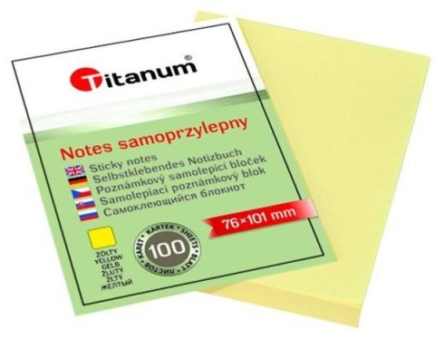 Notes samoprzylepny (karteczki) żółty 100k [mm:] 76x101 Titanum (S-2002)