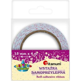 Taśma ozdobna Titanum Craft-Fun Series tekstylna samoprzylepna w kropki 15x4 [mm x m] biała