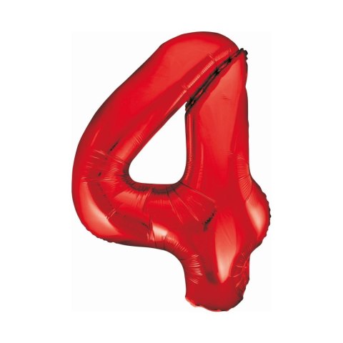 Balon foliowy cyfra 4 czerwona 85cm 40cal Godan (BCHCW4)
