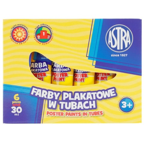 Farby plakatowe Astra kolor: żółty 30ml 1 kolor.