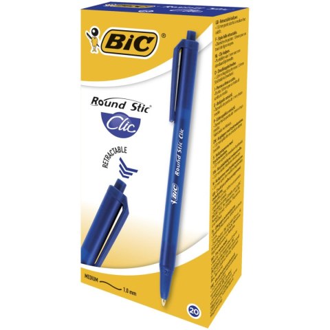 Długopis olejowy Round Stic Clic wkład niebieski 0,4mm Bic (926376)