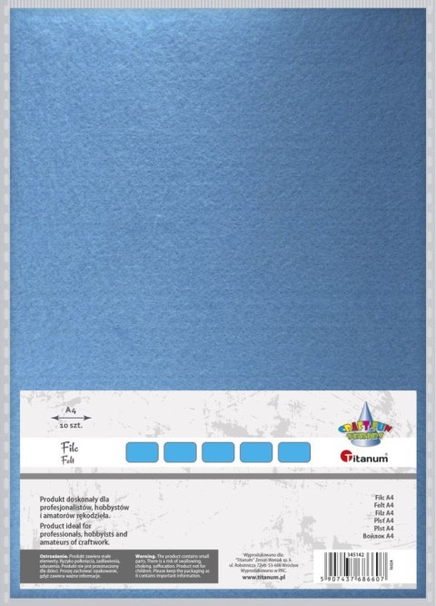 Filc Craft-Fun Series A4 kolor: błękitny 10 ark. Titanum (047)