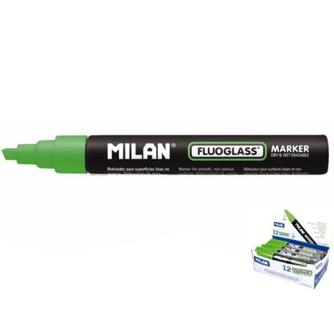 Marker specjalistyczny do szyb fluo wkład zielony 2,0-4,0mm ścięta końcówka Milan (591296012)