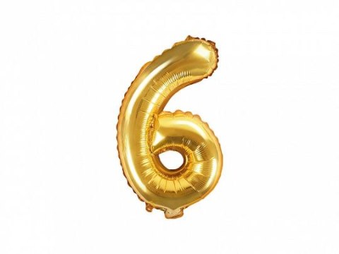 Balon foliowy cyfra 6 złota 14cal Partydeco (FB10M-6-019)