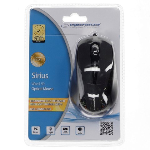 Mysz Esperanza EM102k Sirius 3D czarny (em102k)