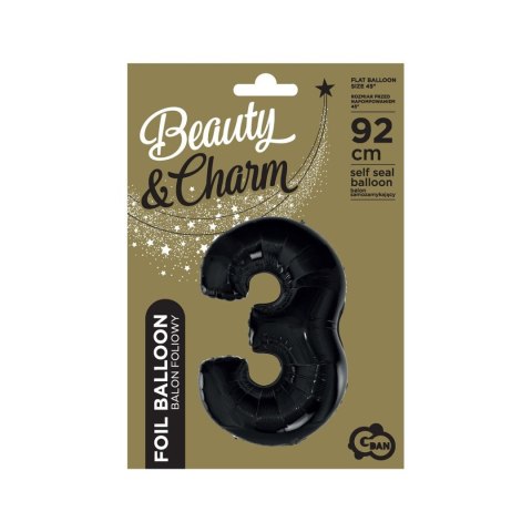 Balon foliowy cyfra 3 CZARNA 45cal Godan (FG-C85CZ3)