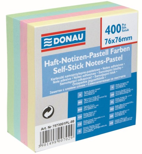 Notes samoprzylepny (karteczki) mix 400k [mm:] 76x76 Donau (7573001PL-99)
