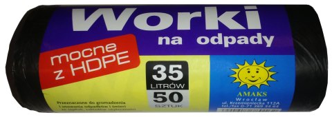 Worki na śmieci Amaks 35L HDPE czarne 50 szt.