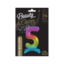 Balon gumowy Godan Beauty&Charm cyfra stojąca tęczowa tęczowy 30cal (BC-AST5)