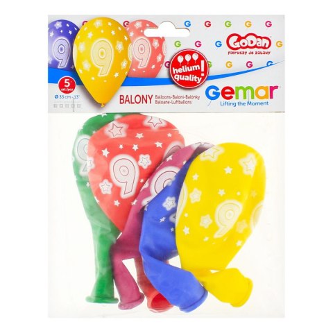 Balon gumowy Godan Premium Hel z nadrukiem 9, 13 cali/5 sztuk mix 330mm 13cal (GS120/9)