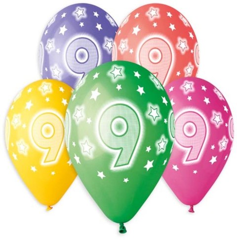 Balon gumowy Premium Hel z nadrukiem 9, 13 cali/5 sztuk mix 330mm 13cal Godan (GS120/9)