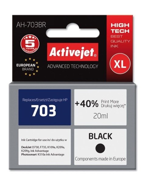 Tusz (cartridge) alternatywny Activejet HP 703 CD887 czarny 20ml (EXPACJAHP0119)