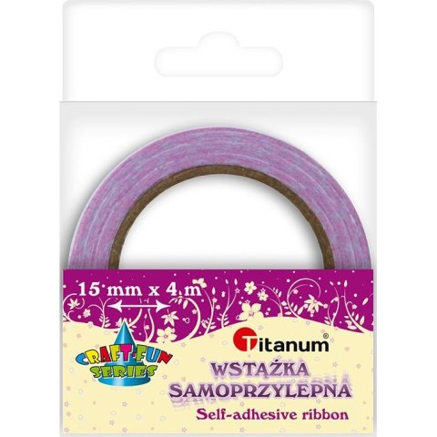 Taśma ozdobna Titanum Craft-Fun Series tekstylna samoprzylepna w kropki 15x4 [mm x m] różowa