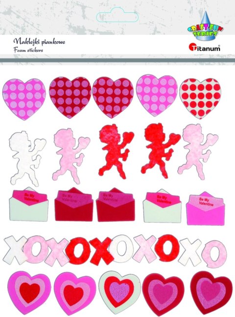 Naklejka (nalepka) Craft-Fun Series Titanum (serca, listy, amorki, xoxo)