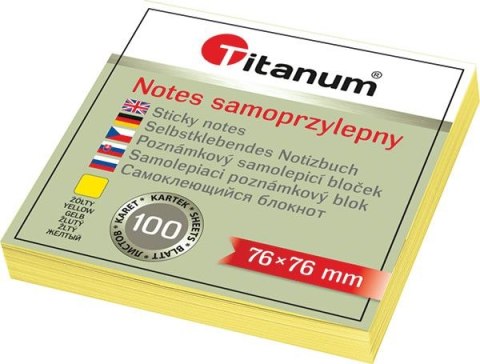 Notes samoprzylepny (karteczki) żółty 100k [mm:] 76x76 Titanum (S-2003)