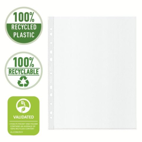 Koszulki na dokumenty Recycled Maxi groszkowa A4 kolor: bezbarwny typu U 100 mic. Esselte (627503)
