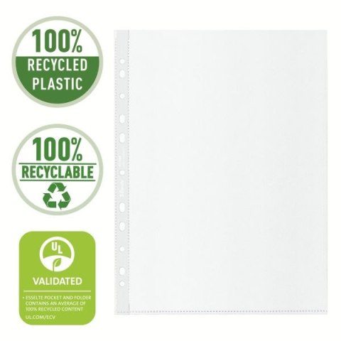 Koszulki na dokumenty Recycled groszkowa A4 kolor: bezbarwny typu U 70 mic. Esselte (627493)