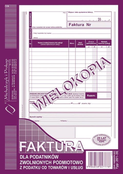 Druk offsetowy A5 Faktura VAT 80k. Michalczyk i Prokop (201-3E)
