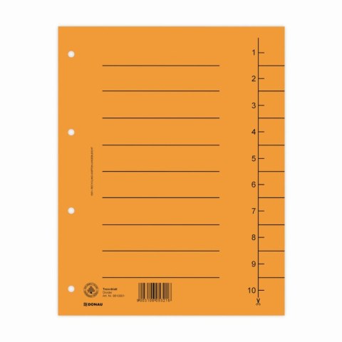 Przekładka numeryczna A4 mix kolorów 250g 100k 1-10 [mm:] 235x300 Donau (8610001S-99)