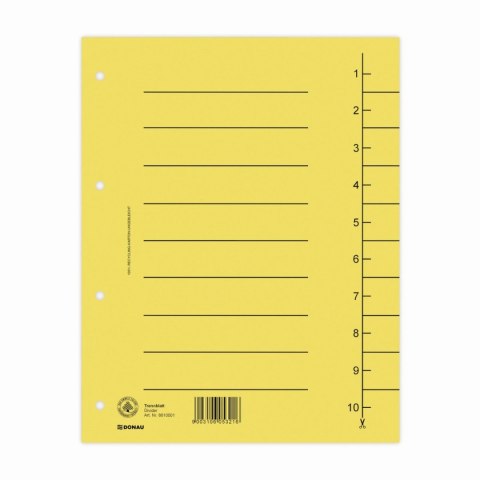 Przekładka numeryczna A4 mix kolorów 250g 100k 1-10 [mm:] 235x300 Donau (8610001S-99)