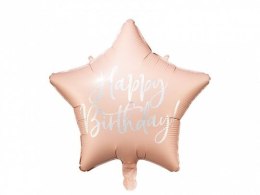 Balon foliowy Happy Birthday, 40cm, jasny pudrowy róż 15,5cal Partydeco (FB93-081PJ)