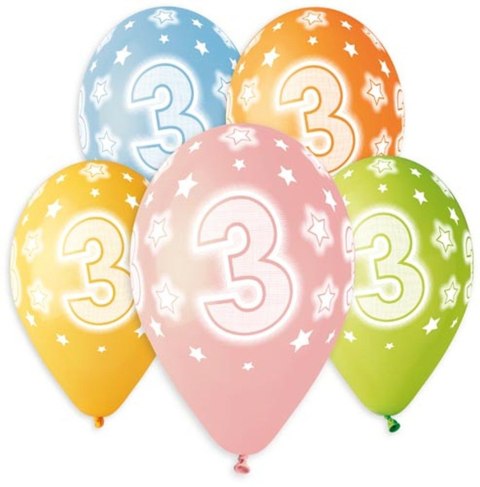 Balon gumowy Premium Hel z nadrukiem 3, 13 cali/5 sztuk mix 330mm 13cal Godan (GS120/3)