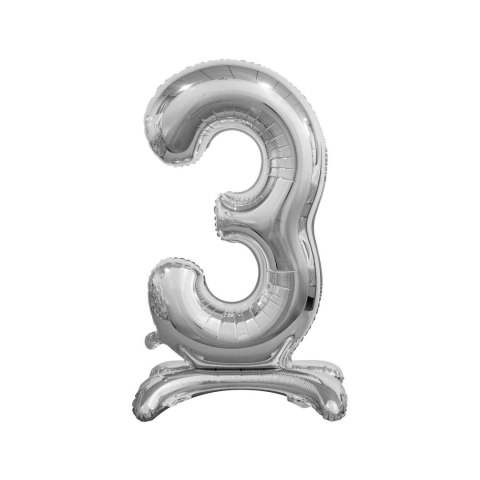 Balon gumowy Beauty&Charm cyfra stojąca srebrna Srebrny 30cal Godan (BC-ASS3)